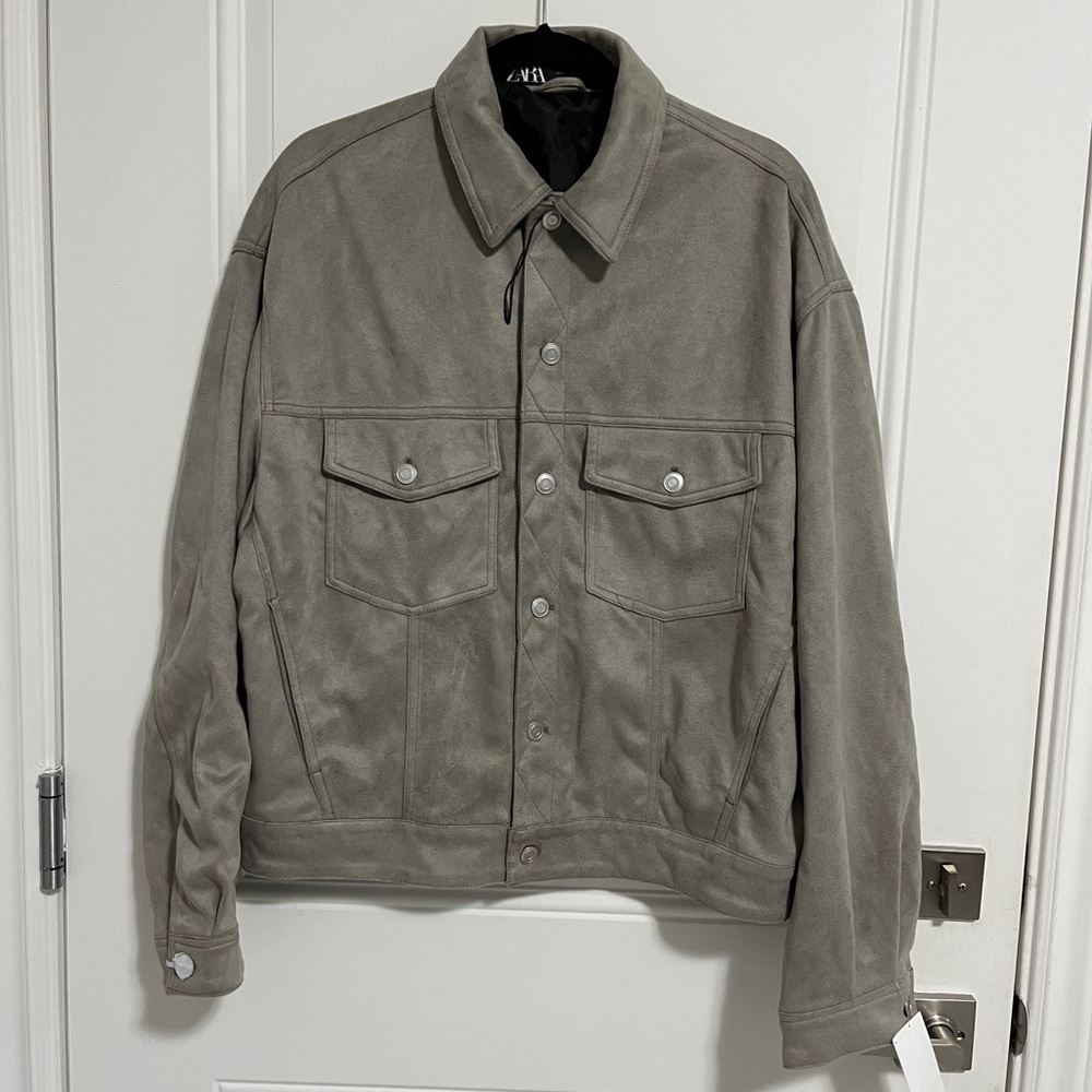 Zara Men's Faux Suede Classic Boxy Fit Jacket - Size L